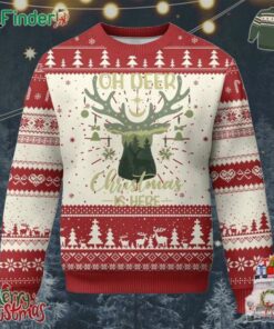 Xmas Hunting Ugly Christmas Sweater Oh Deer Christmas Is Here Hunter