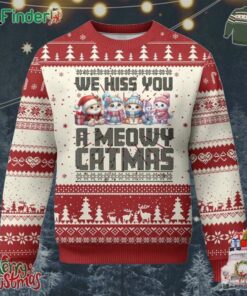 Xmas Cute Cat Ugly Christmas Sweater We Hiss You A Meowy Catmas