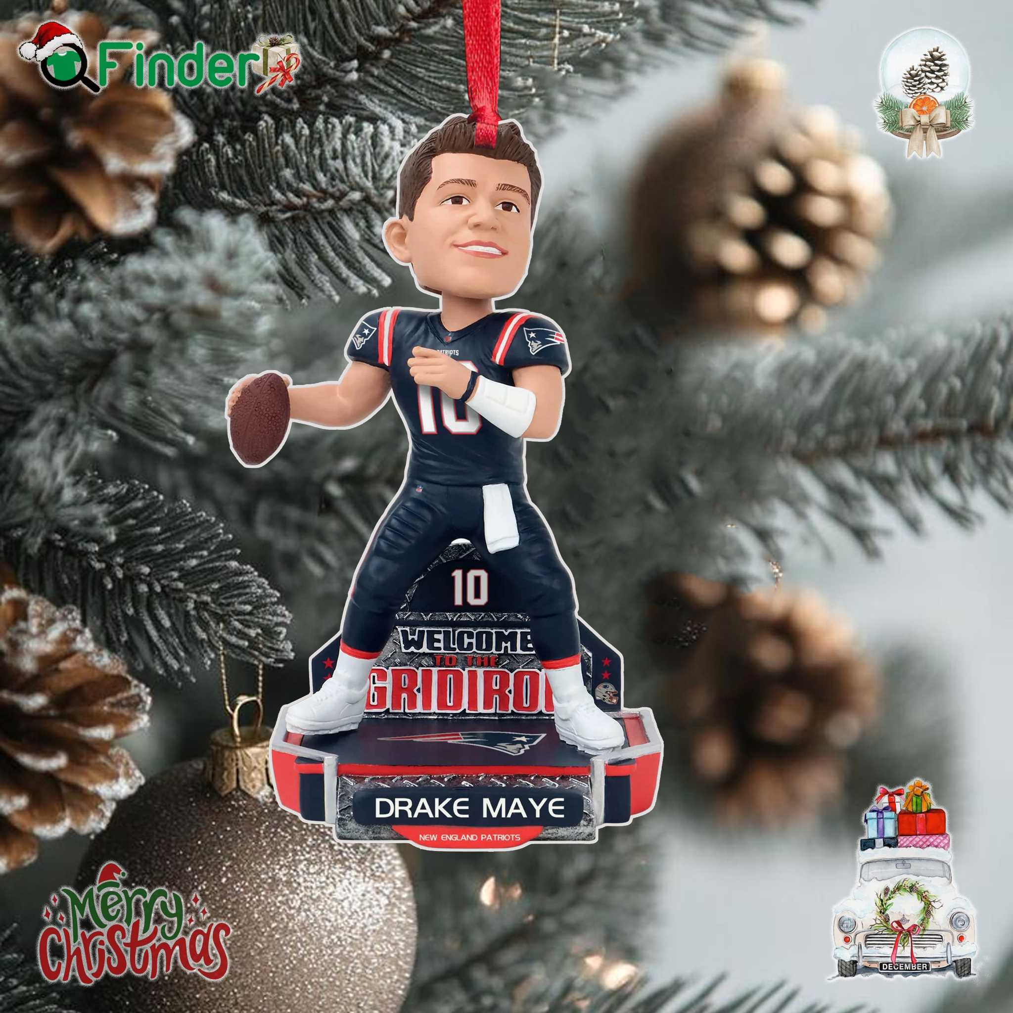 Drake Maye New England Patriots 2024 Rookie Series Ornament Drake Maye New England Patriots 2024 Rookie Series Ornament