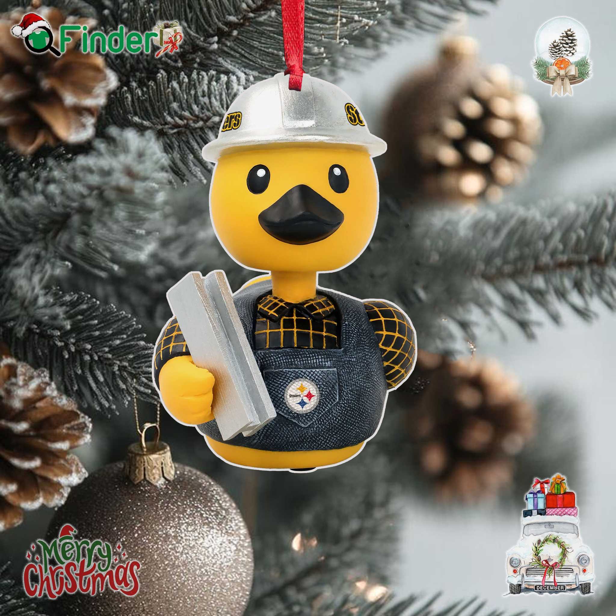 Pittsburgh Steelers Superfan Bobble Duck Mini Ornament Pittsburgh Steelers Superfan Bobble Duck Mini Ornament