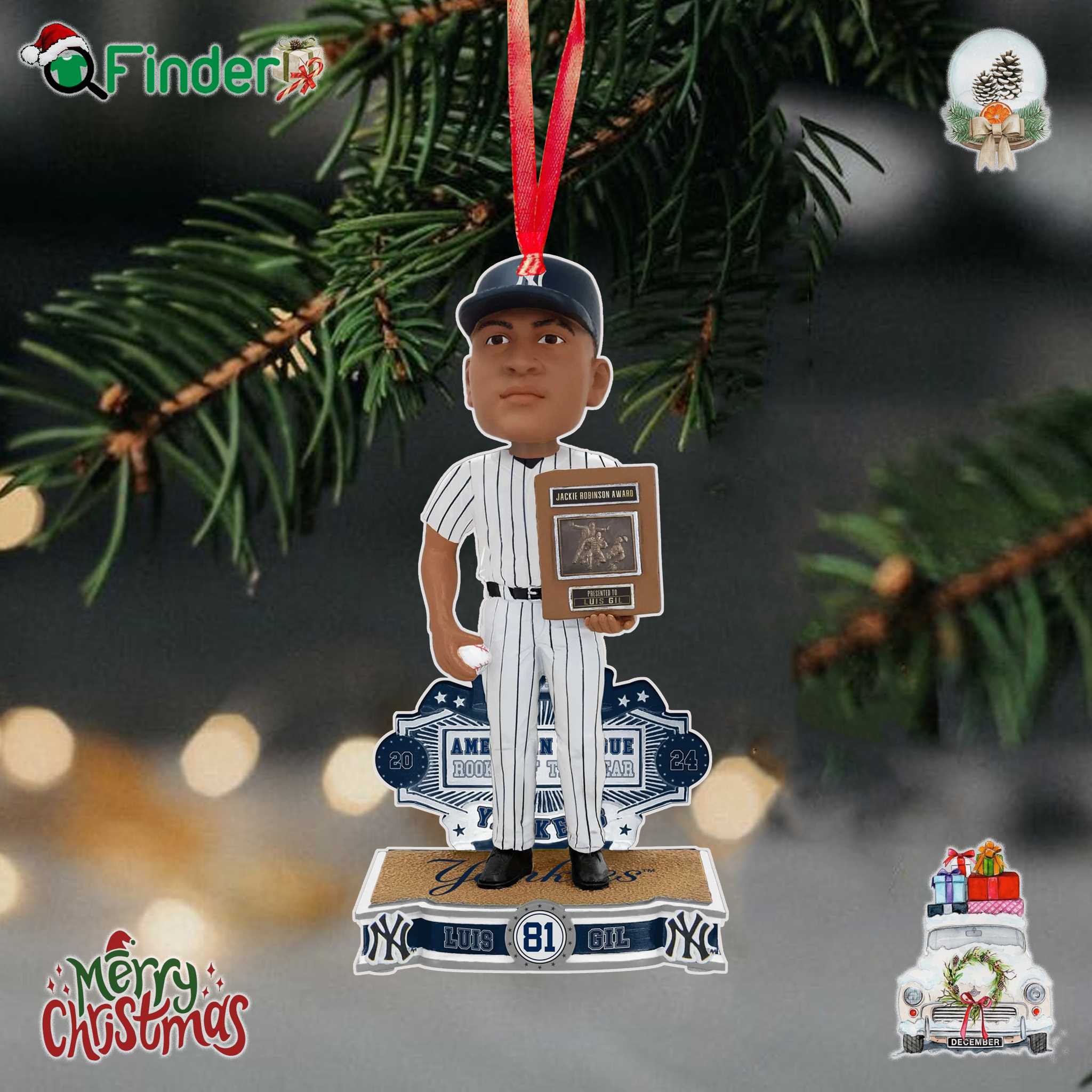 Luis Gil New York Yankees 2024 Al Rookie Of The Year Ornament Luis Gil New York Yankees 2024 Al Rookie Of The Year Ornament