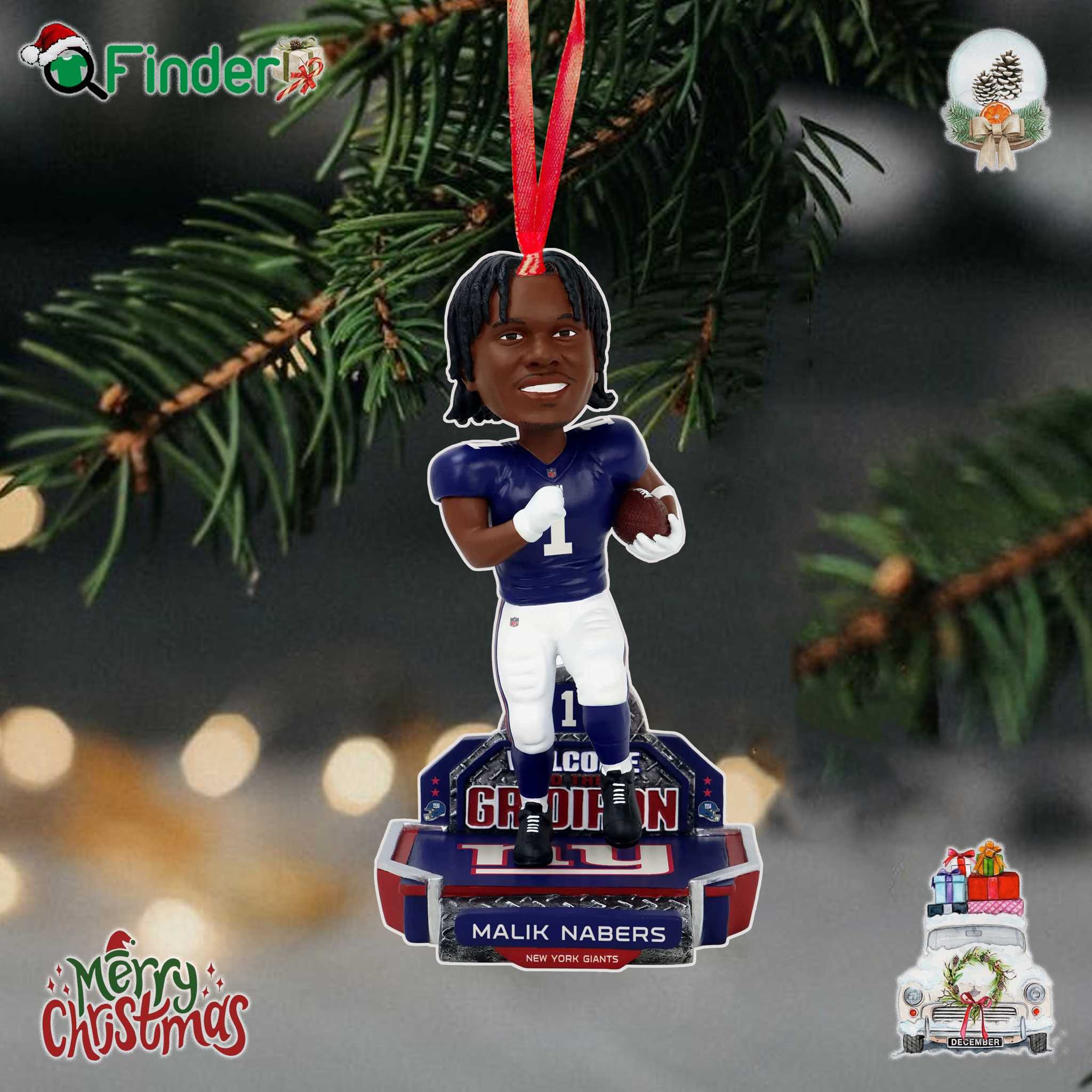 Malik Nabers New York Giants 2024 Rookie Series Ornament Malik Nabers New York Giants 2024 Rookie Series Ornament