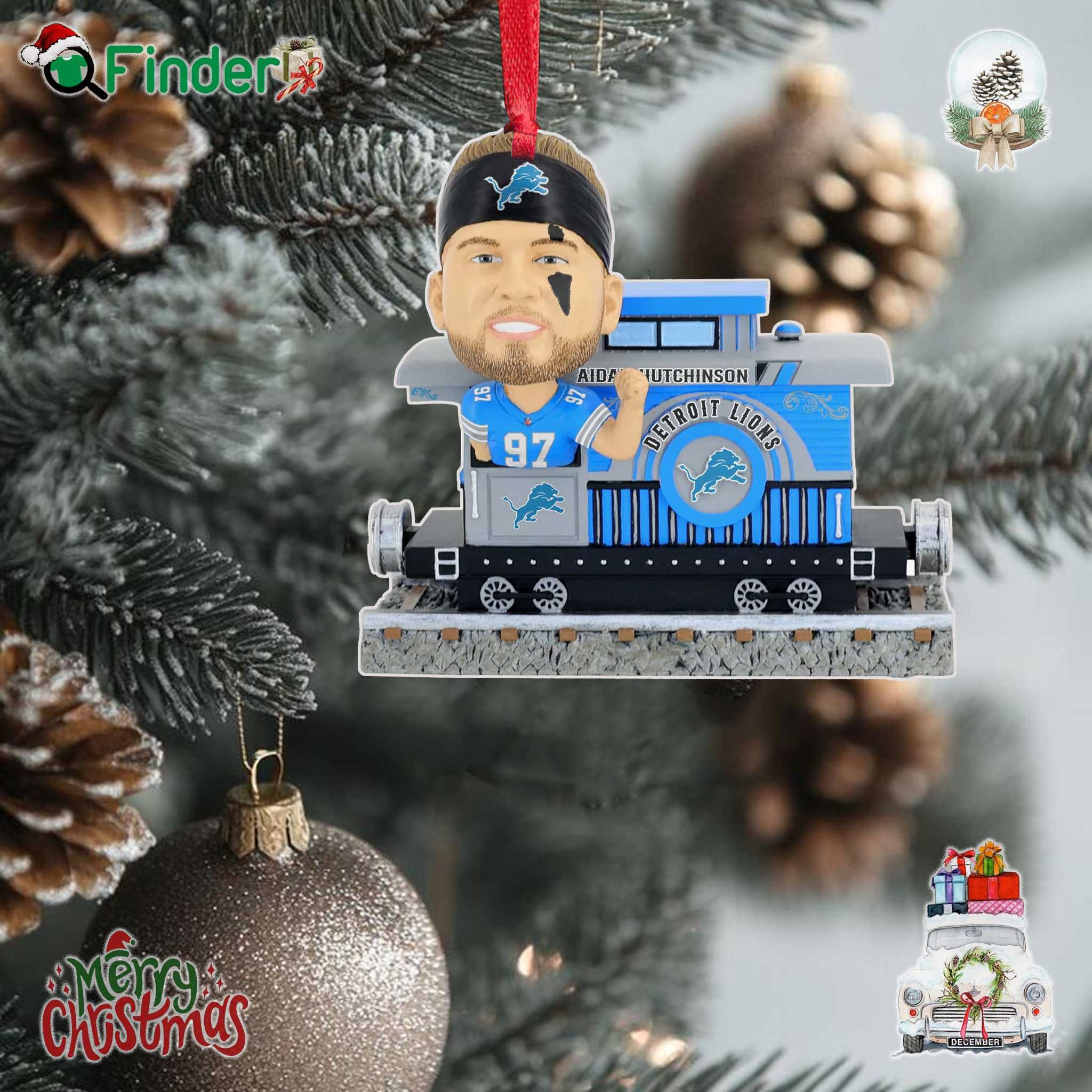 Aidan Hutchinson Detroit Lions Express Train Ornament Aidan Hutchinson Detroit Lions Express Train Ornament