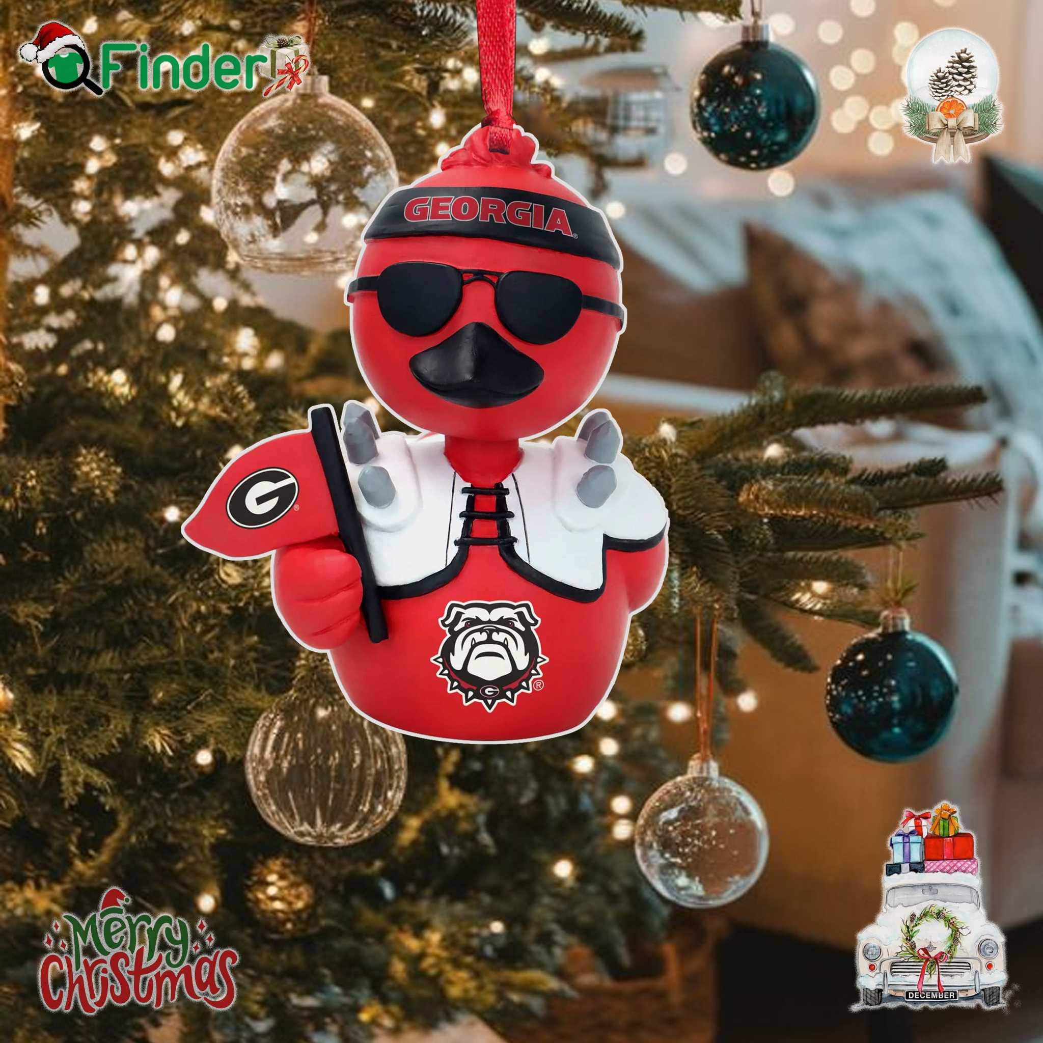 Georgia Bulldogs Superfan Bobble Duck Mini Ornament Georgia Bulldogs Superfan Bobble Duck Mini Ornament