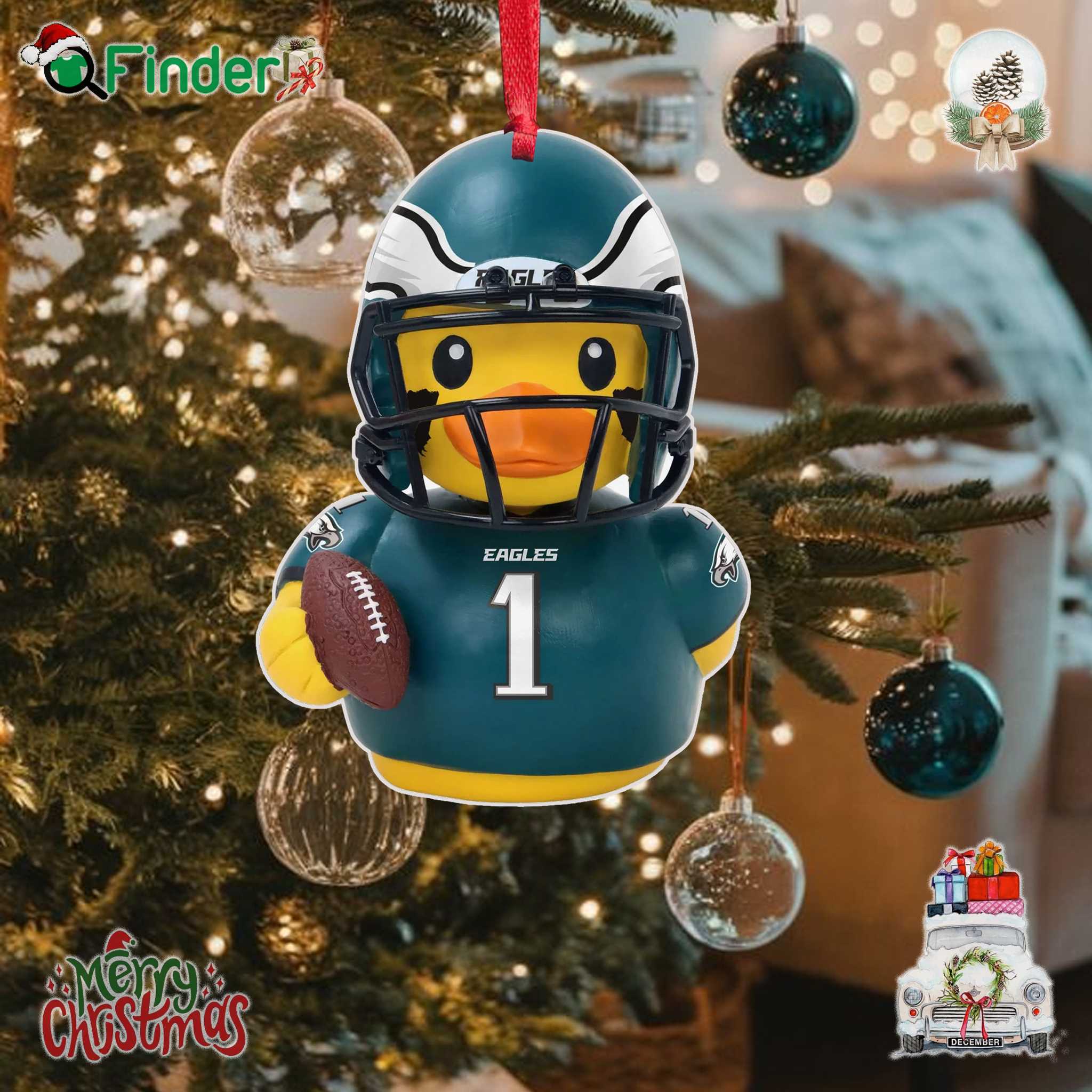 Jalen Hurts Philadelphia Eagles Player Bobble Duck Mini Ornament Jalen Hurts Philadelphia Eagles Player Bobble Duck Mini Ornament