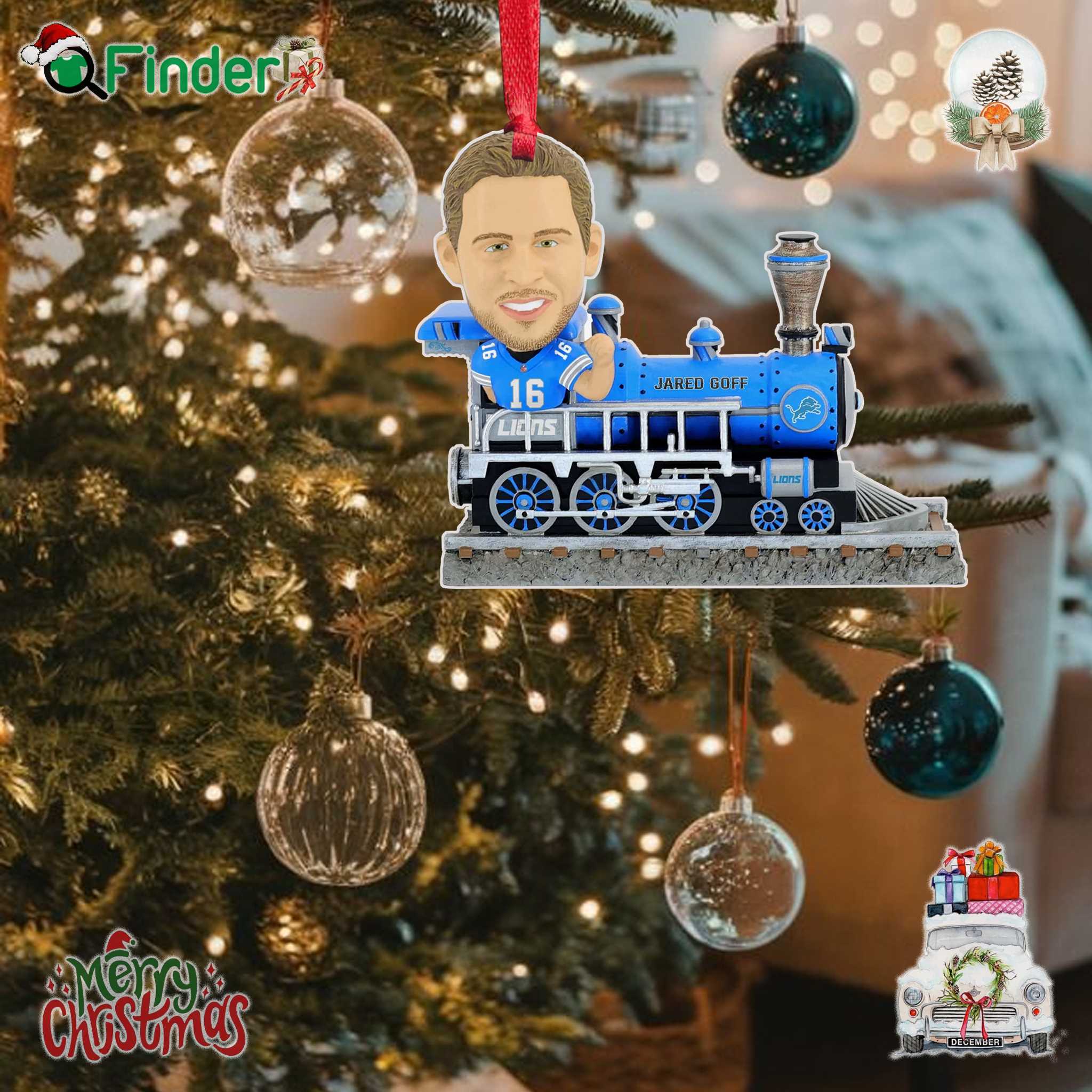 Jared Goff Detroit Lions Express Train Ornament Jared Goff Detroit Lions Express Train Ornament