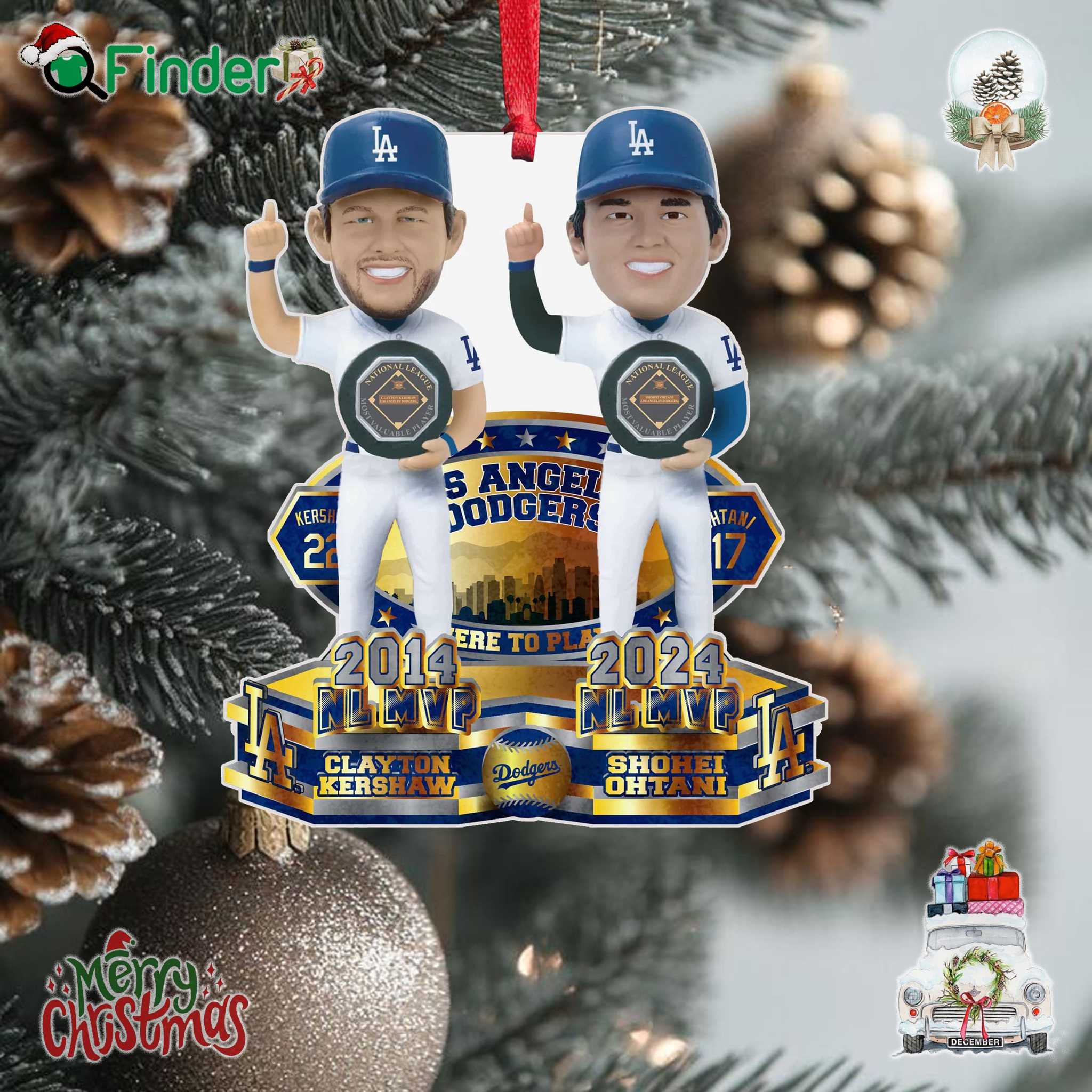 Clayton Kershaw And Shoehei Ohtani Los Angeles Dodgers Nl Mvp Bobblemate Dual Ornament Clayton Kershaw And Shoehei Ohtani Los Angeles Dodgers Nl Mvp Bobblemate Dual Ornament