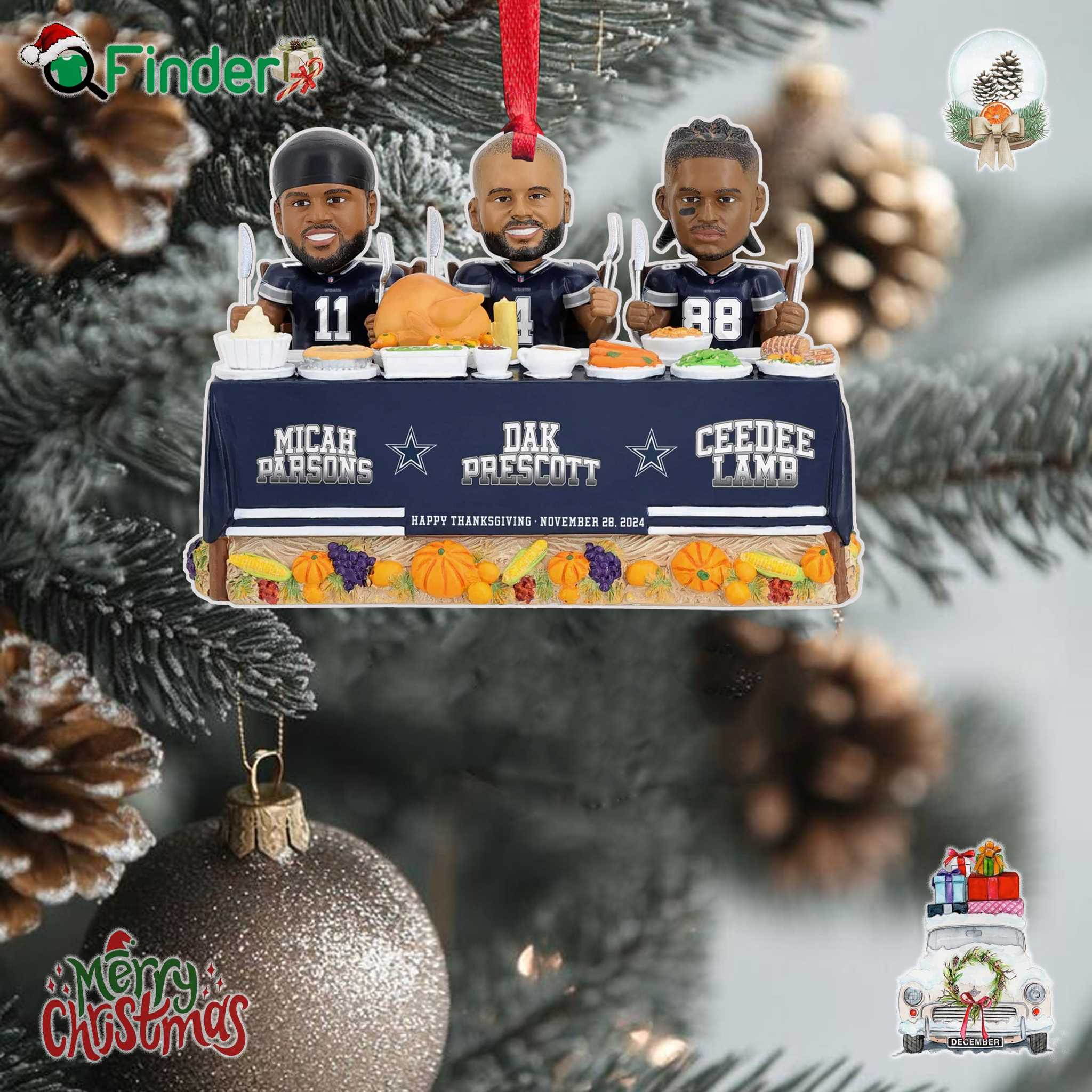 Dallas Cowboys Thanksgiving Feast Mini Ornament Dallas Cowboys Thanksgiving Feast Mini Ornament