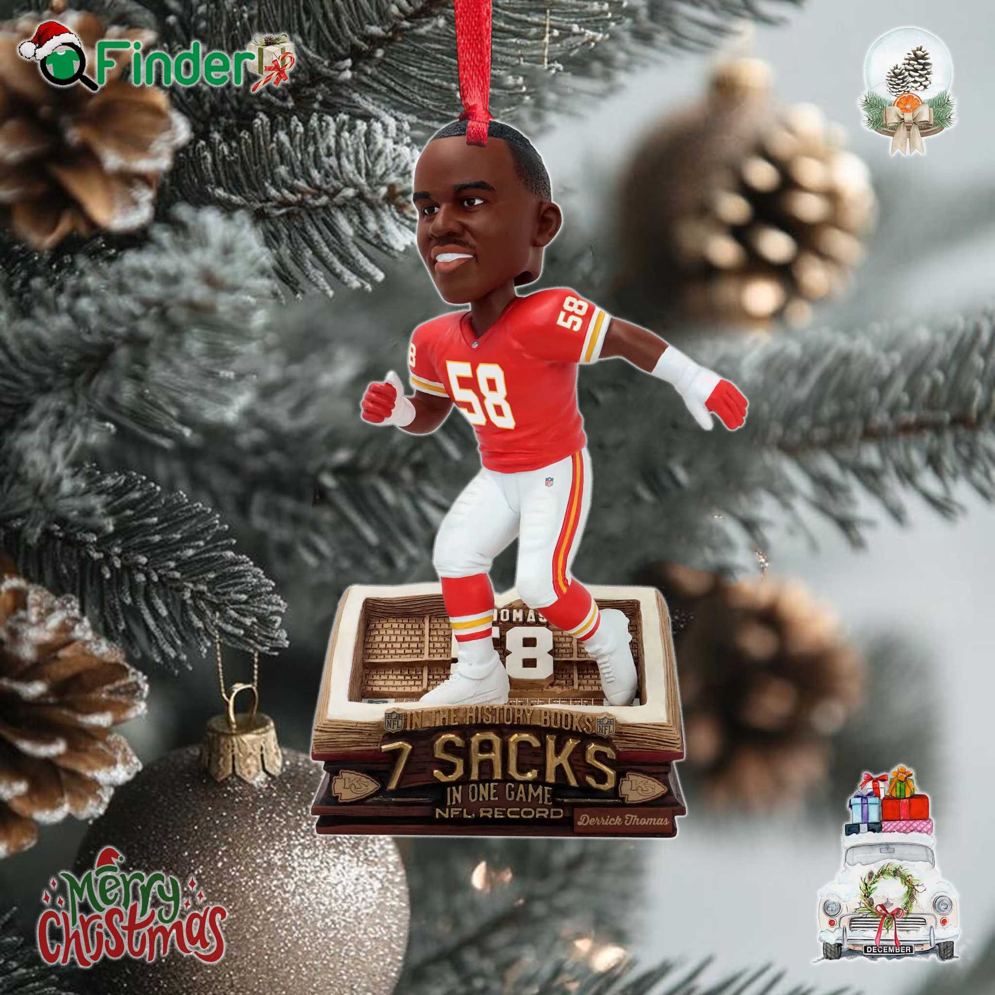 Derrick Thomas Kansas City Chiefs Single game Sack Record Book Ornament Derrick Thomas Kansas City Chiefs Single-game Sack Record Book Ornament