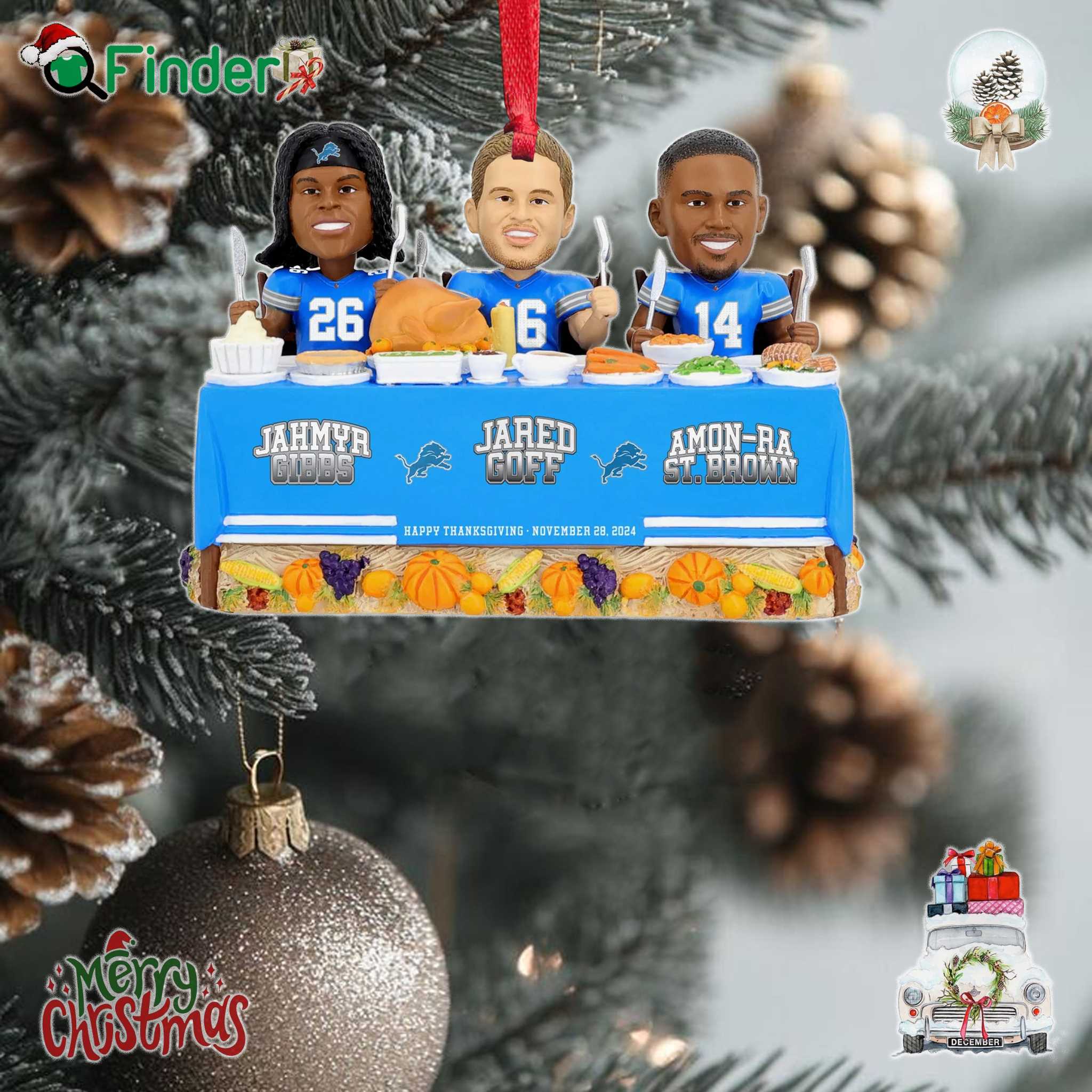 Detroit Lions Thanksgiving Feast Mini Ornament Detroit Lions Thanksgiving Feast Mini Ornament