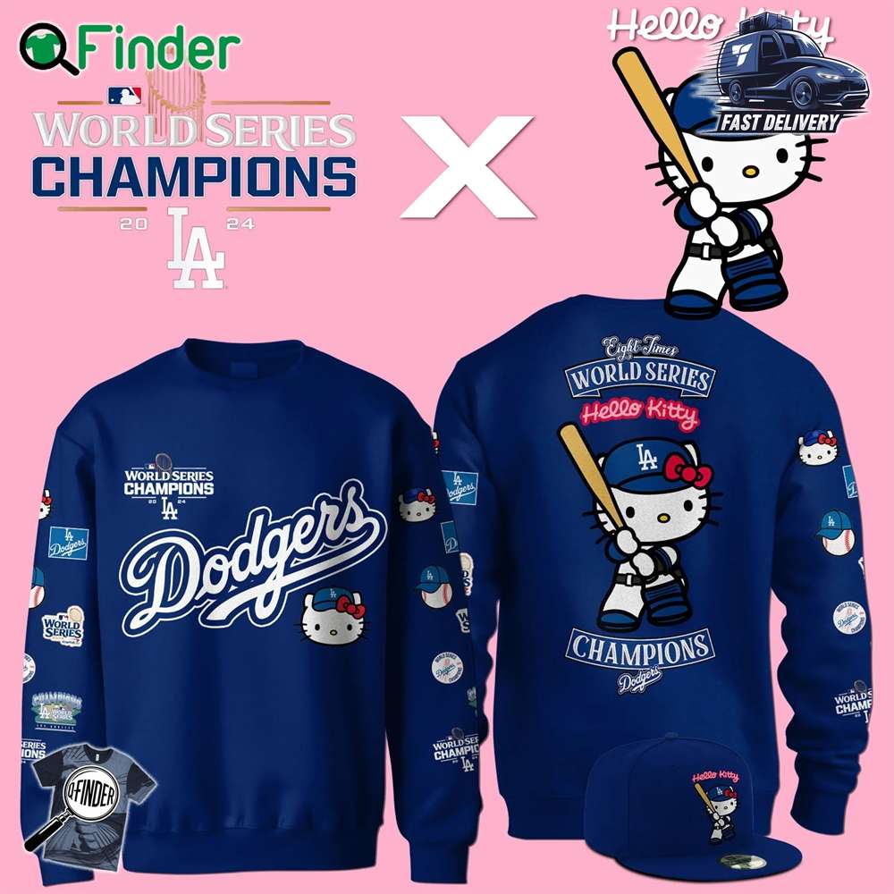 Los Angeles Dodgers 2024 World Series Champions Baseball Hoodie Sweatshirt Jacket Hello Ketty Los Angeles Dodgers 2024 World Series Champions Baseball Hoodie Sweatshirt Jacket Hello Ketty
