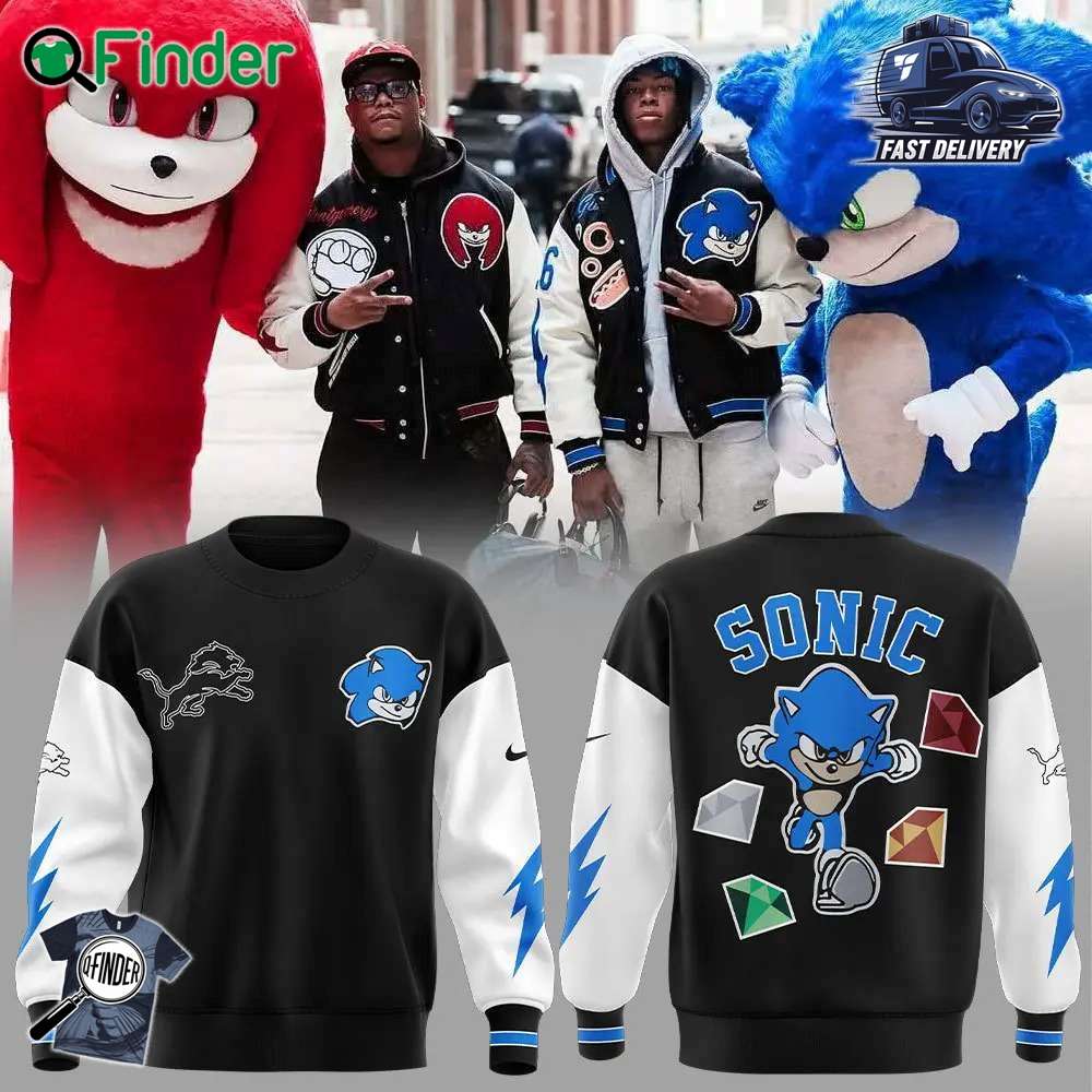 Detroit Lions X Sonic And Knuckles Nike Blue Hoodie Sweatshirt Detroit Lions X Sonic And Knuckles Nike Blue Hoodie Sweatshirt