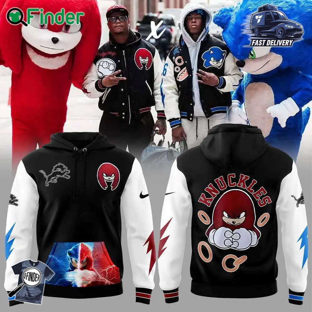 Detroit Lions X Sonic And Knuckles Nike Blue Hoodie Detroit Lions X Sonic And Knuckles Nike Blue Hoodie