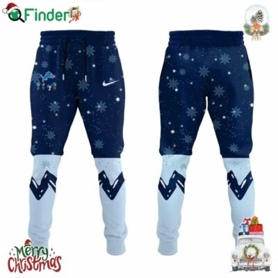 Detroit Lions Cheer Christmas Night With Peanuts And Snoopy Hoodie Long Pants