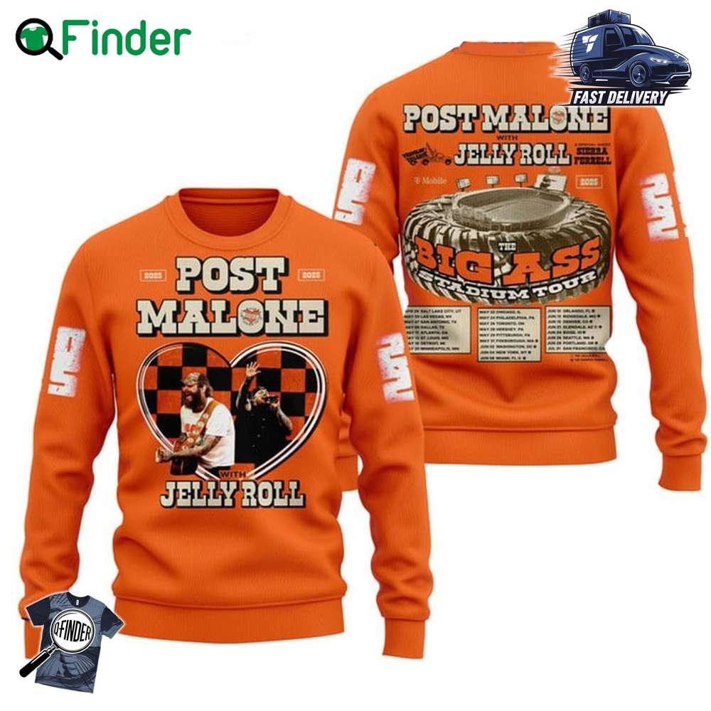 Post Malone And Jelly Roll Ready For 2024 Big Ass Stadium Tour Hoodie T shirt Post Malone And Jelly Roll Ready For 2024 Big Ass Stadium Tour Hoodie T-shirt
