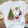 Snoopy Santa Charlie Brown Wood Peanuts Christmas T-shirt