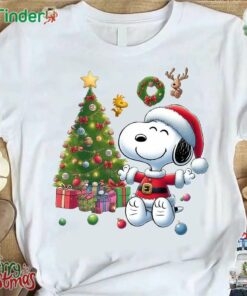 Snoopy Santa Charlie Brown Wood Peanuts Christmas T-shirt