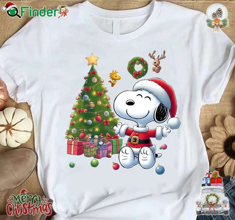 Snoopy Santa Charlie Brown Wood Peanuts Christmas T shirt Snoopy Santa Charlie Brown Wood Peanuts Christmas T-shirt
