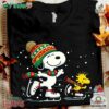 Snoopy Christmas And Woodstock Skiing T-shirt