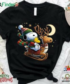 Funny Snoopy Reindeer Riding Christmas And Woodstock Unisex T-shirt