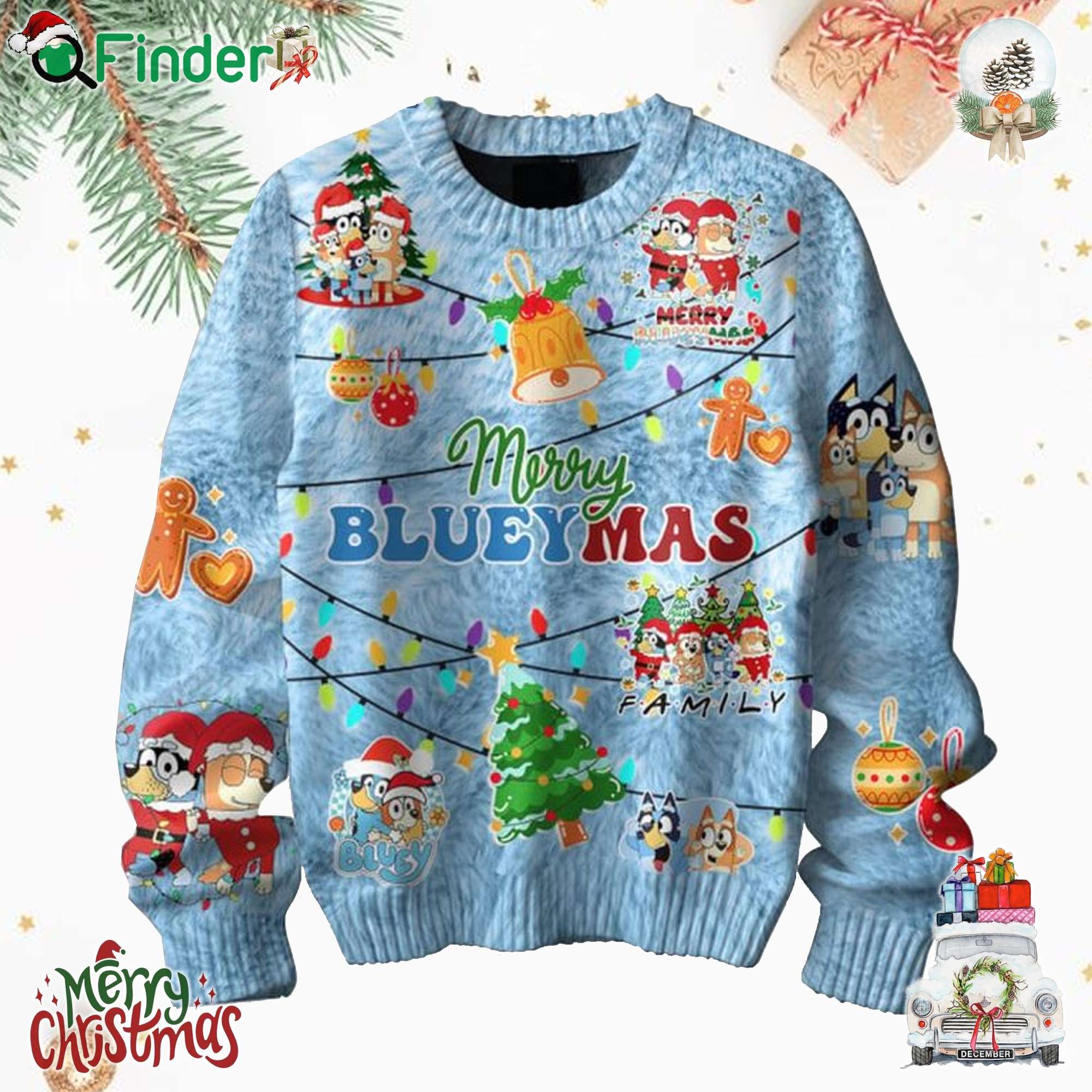 Bluey Merry Blueymas 2024 Fan Christmas Ugly Sweater Bluey Merry Blueymas 2024 Fan Christmas Ugly Sweater