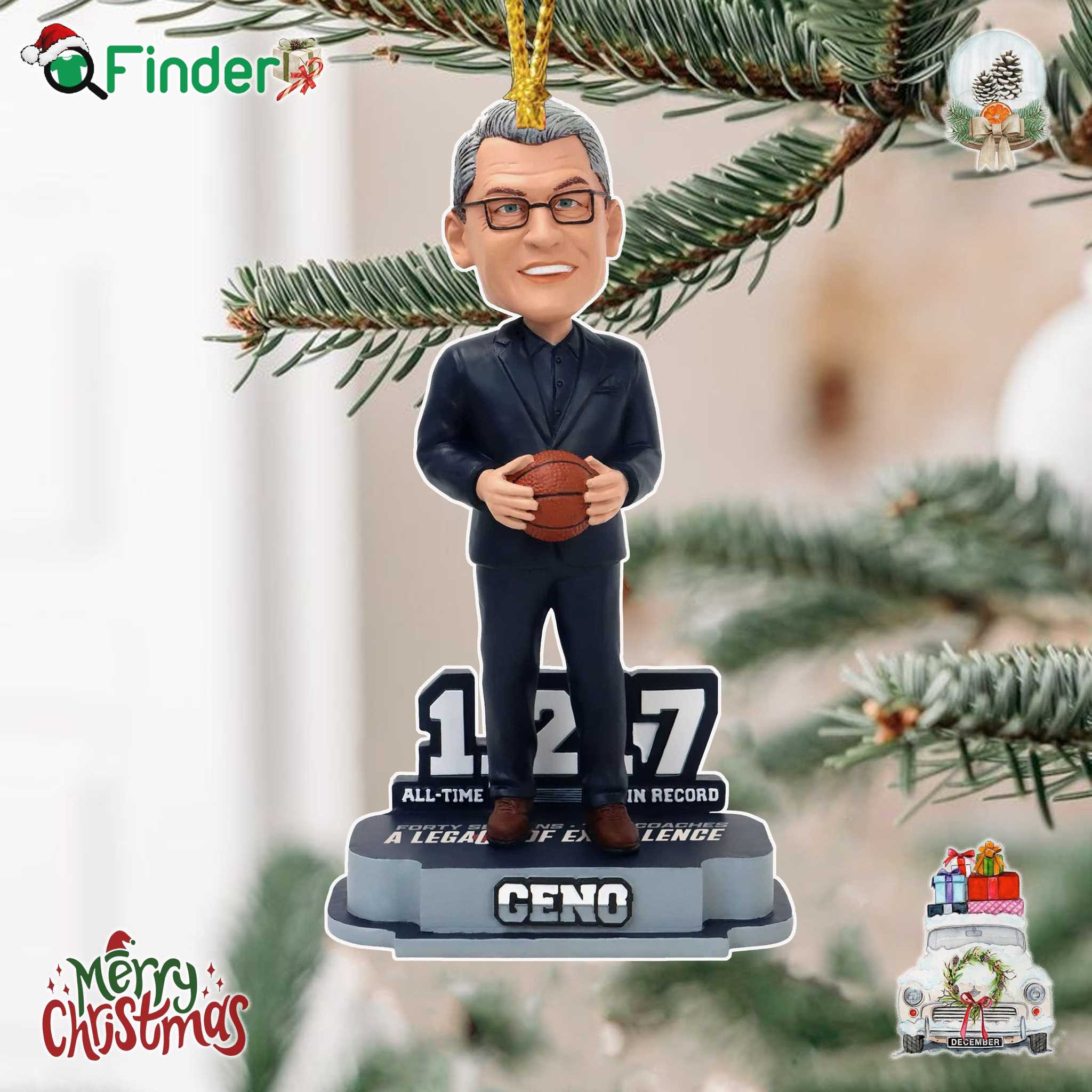 Geno Auriemma Uconn Huskies All time Win Record Xmas Ornament Geno Auriemma Uconn Huskies All-time Win Record Xmas Ornament