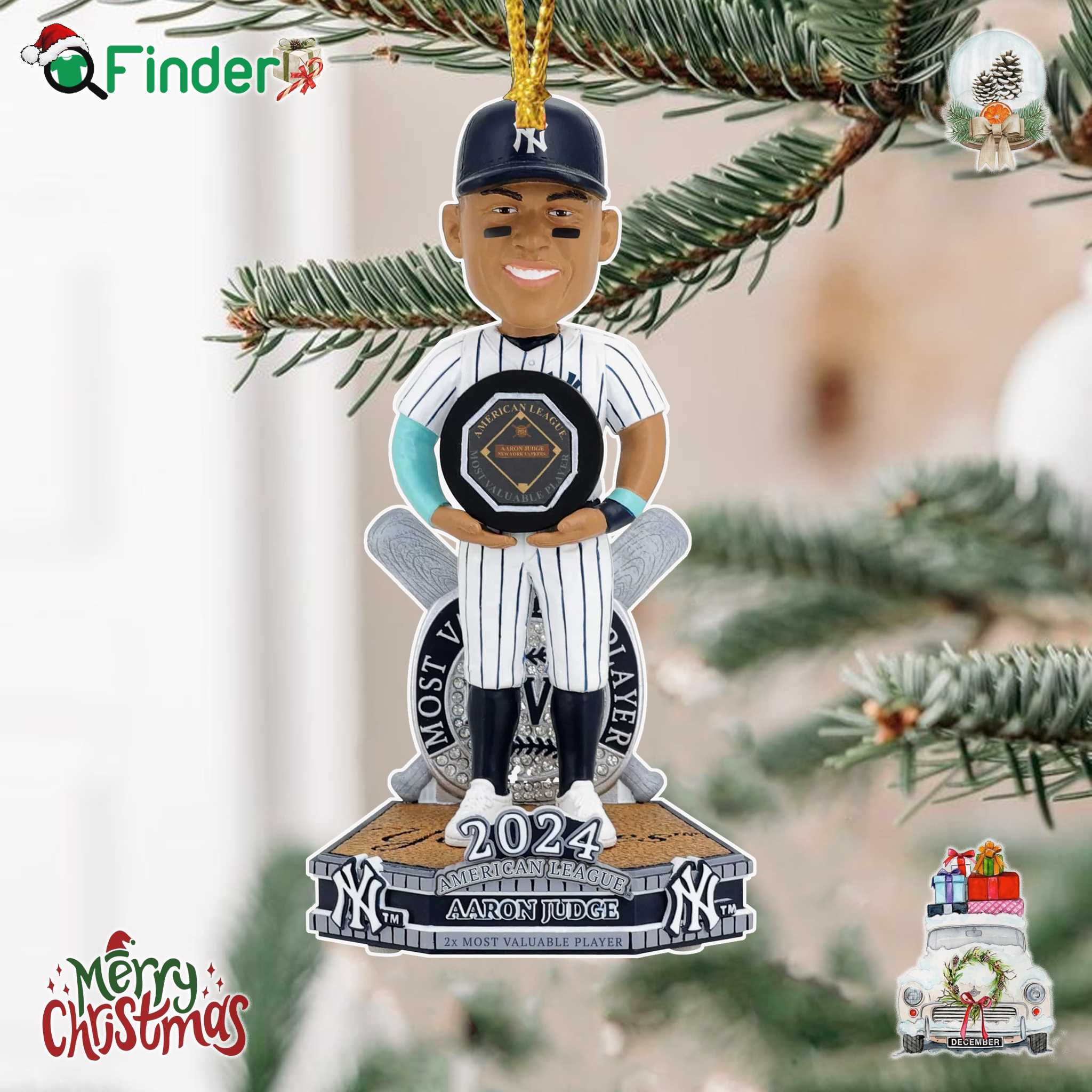 Aaron Judge New York Yankees 2024 Al Mvp Award Xmas Ornament Aaron Judge New York Yankees 2024 Al Mvp Award Xmas Ornament