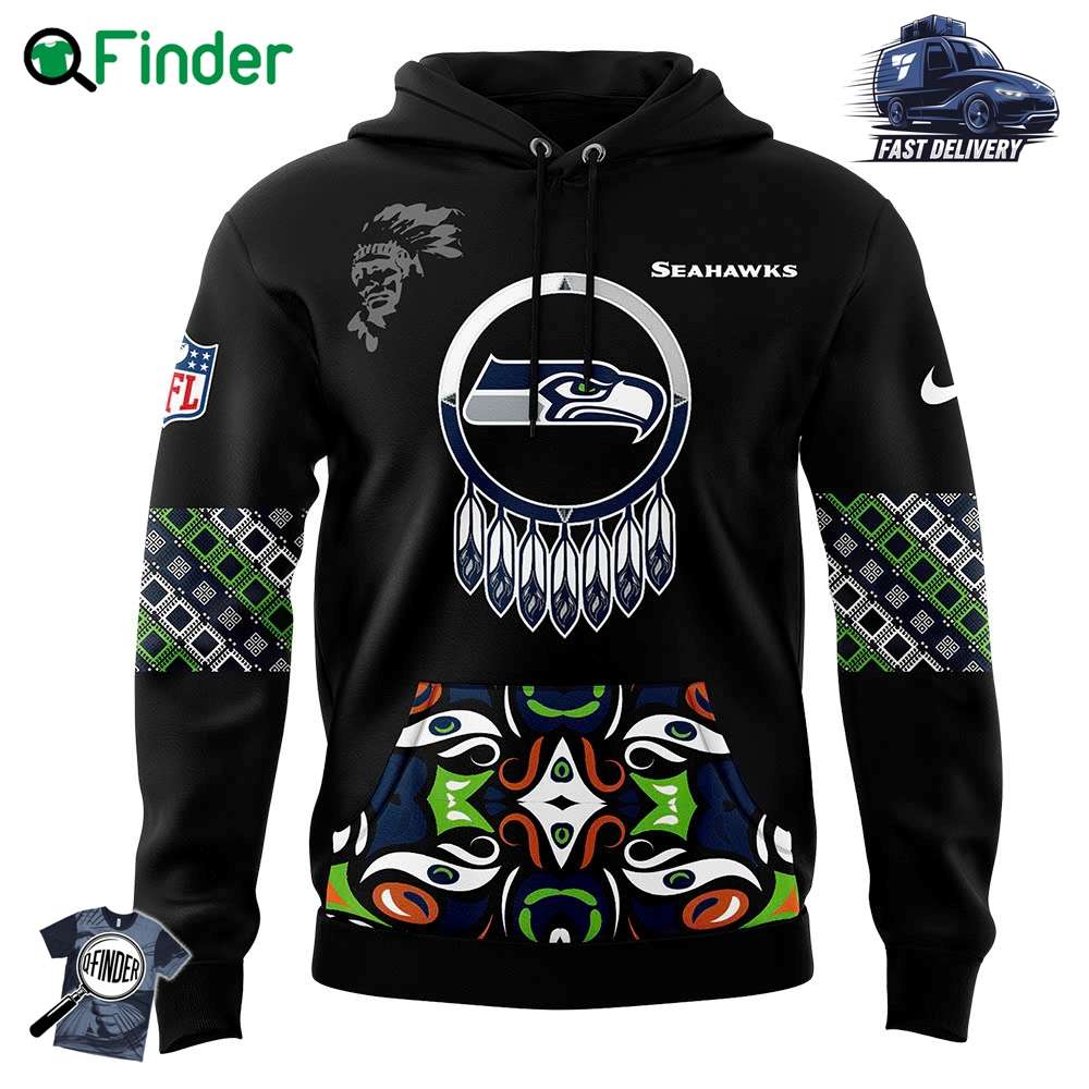 Mens Nike Seattle Seahawks 2024 Native American Heritage Month Premium Limited Pullover Hoodie Mens Nike Seattle Seahawks 2024 Native American Heritage Month Premium Limited Pullover Hoodie
