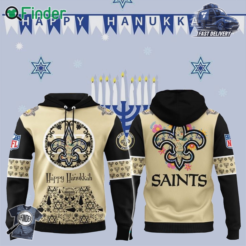 New Orleans Saints Happy Hanukkah Holiday New Hoodie New Orleans Saints Happy Hanukkah Holiday New Hoodie