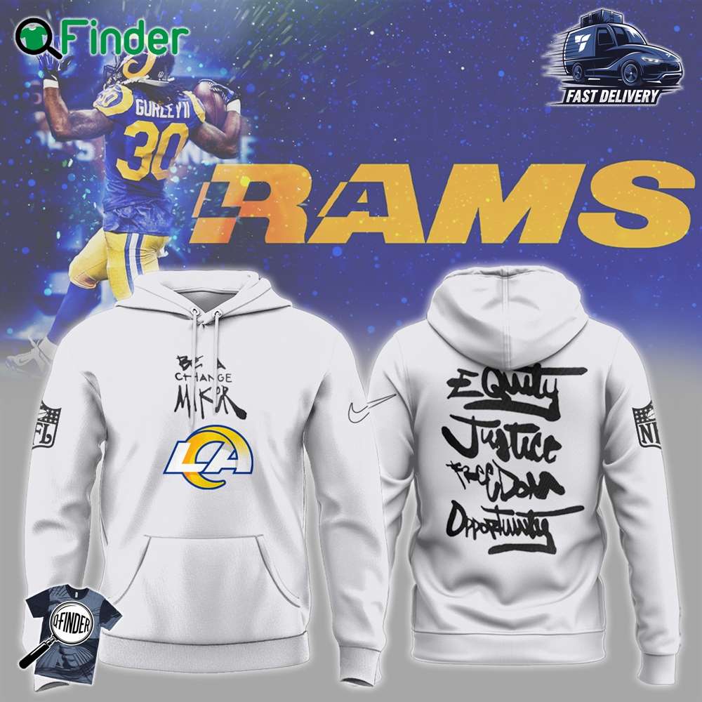 Los Angeles Rams Justice Opportunity Equity Freedom Hoodie Los Angeles Rams Justice Opportunity Equity Freedom Hoodie
