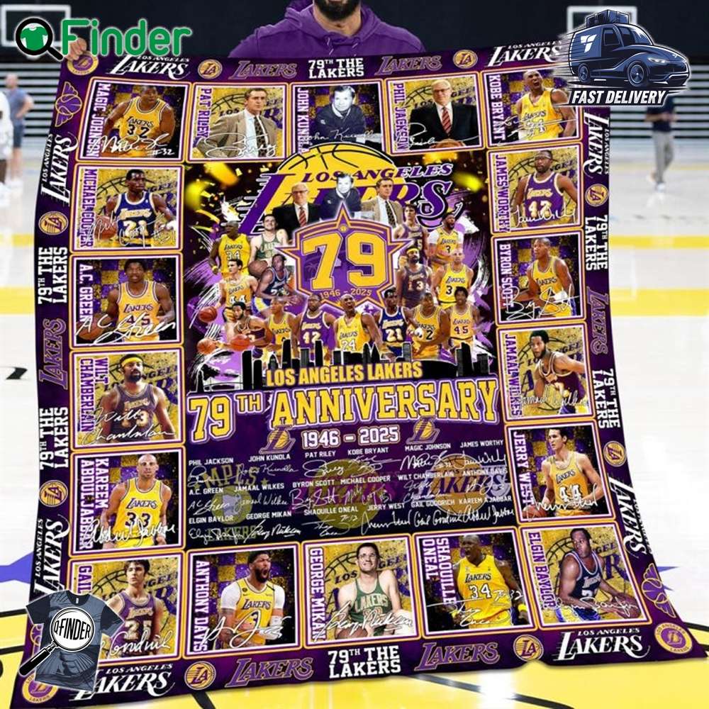 Los Angeles Lakers 79th Anniversary 1846 2025 Forever Fleece Blanket Quilt Los Angeles Lakers 79th Anniversary 1846-2025 Forever Fleece Blanket Quilt