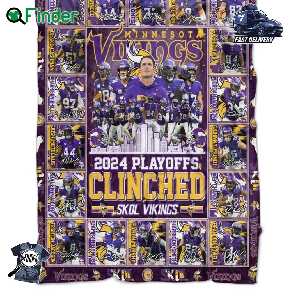 Minnesota Vikings 2024 Playoffs Clinched Skol Vikings Fleece Blanket Quilt Minnesota Vikings 2024 Playoffs Clinched Skol Vikings Fleece Blanket Quilt