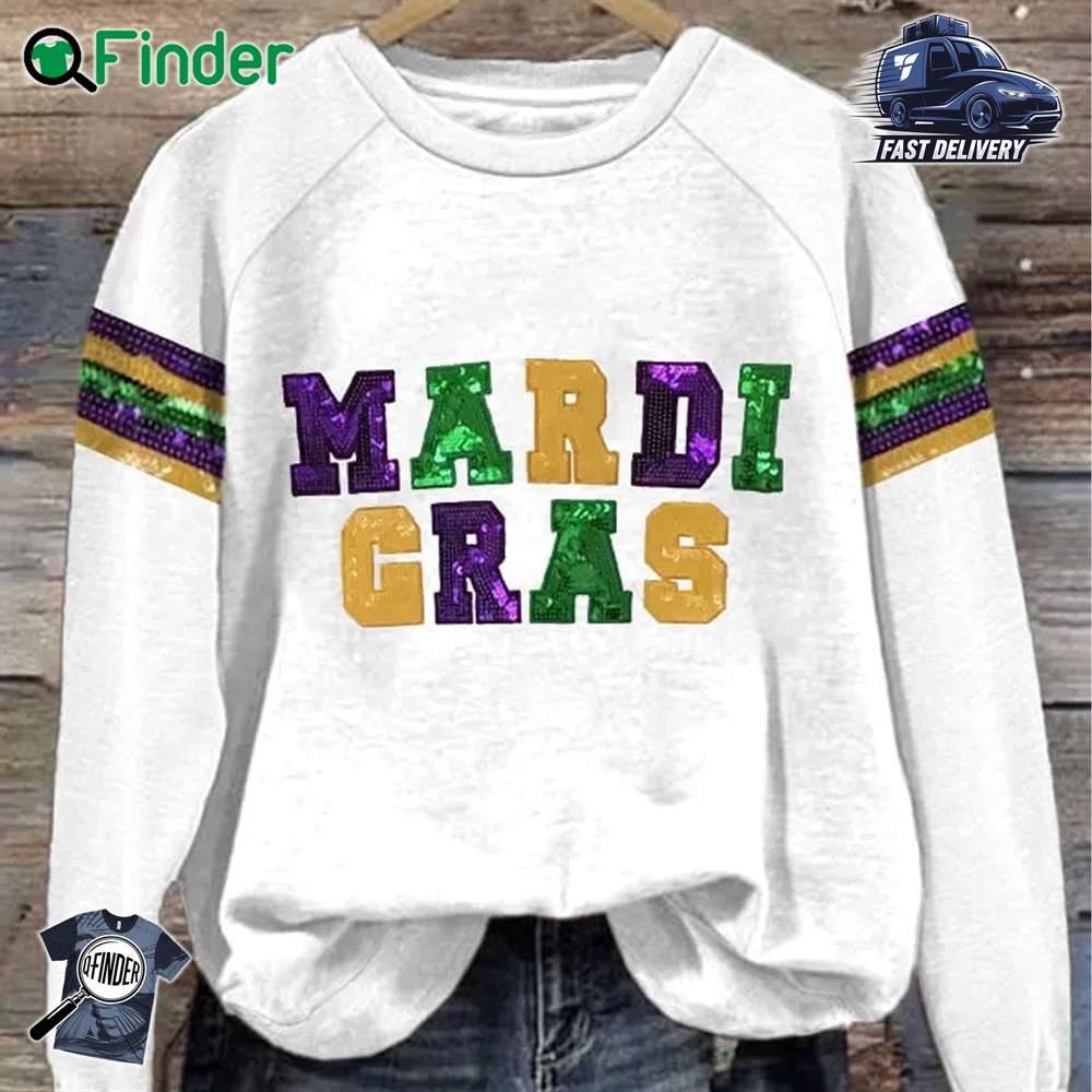 Retro Mardi Gras Print Sweatshirt Retro Mardi Gras Print Sweatshirt