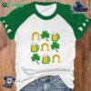 Women's St Patrick's Day Shamrock Horseshoe Beer Print T-shirt