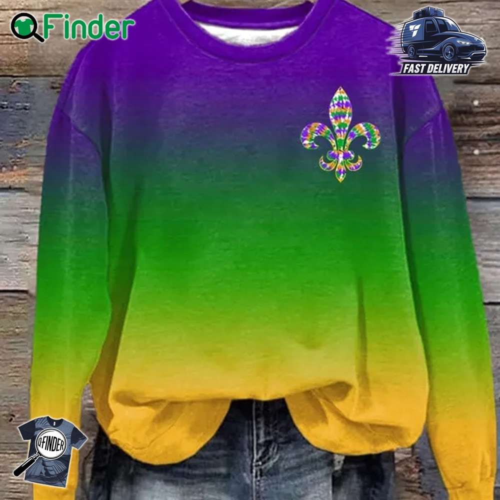 Mardi Gras Print Casual Sweatshirt Mardi Gras Print Casual Sweatshirt