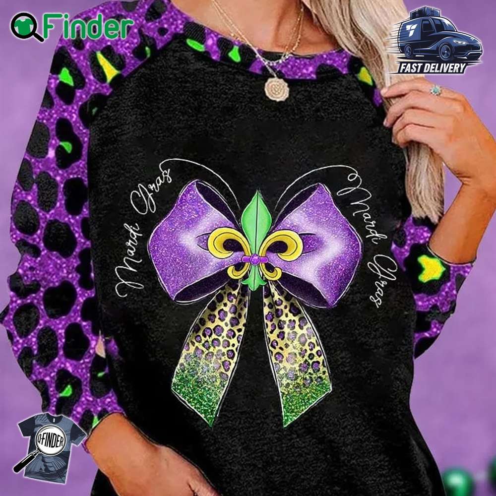 Mardi Gras Bow Printed Sweatshirt Mardi Gras Bow Printed Sweatshirt
