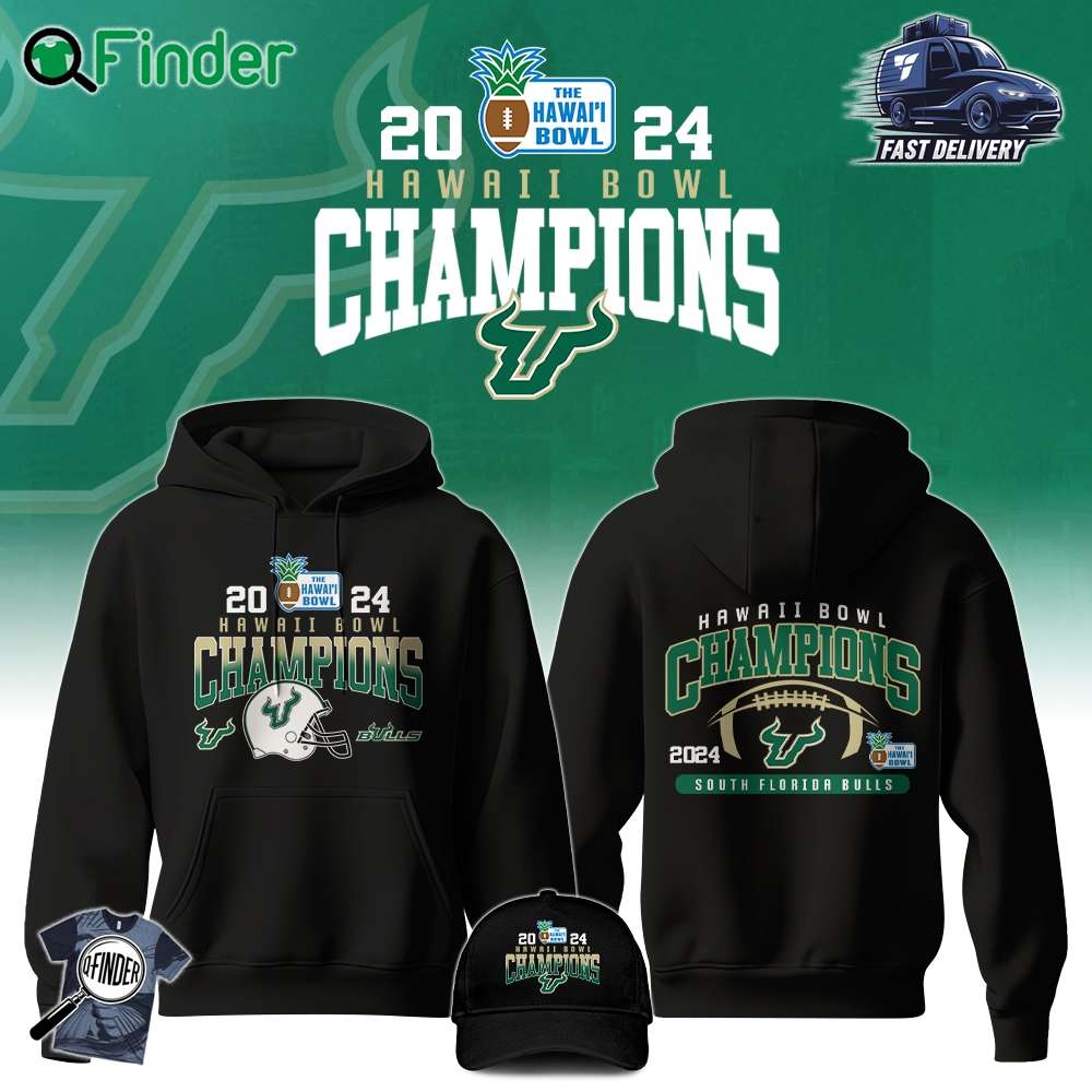 Usf Bulls Bowl Hawaii Champion 2024 Hoodie T shirt Black Ver Usf Bulls Bowl Hawaii Champion 2024 Hoodie T-shirt Black Ver