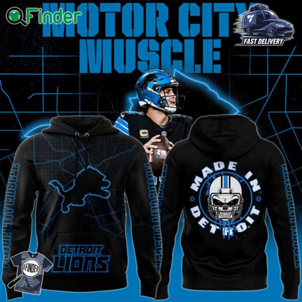 Mens Black Detroit Lions Motor City Muscle Premium Limited Pullover Hoodie Mens Black Detroit Lions Motor City Muscle Premium Limited Pullover Hoodie