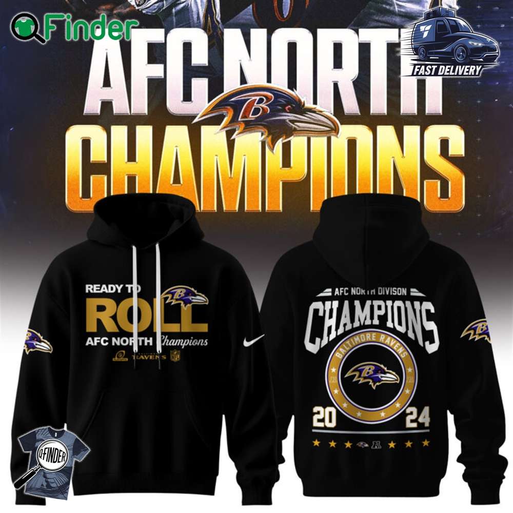 Baltimore Ravens 2024 Afc North Division Champions Limited Black Hoodie T shirt Baltimore Ravens 2024 Afc North Division Champions Limited Black Hoodie T-shirt
