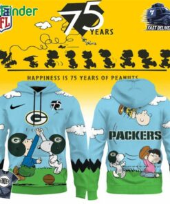 Green Bay Packers X Snoopy Peanuts 75th Anniversary Hoodie
