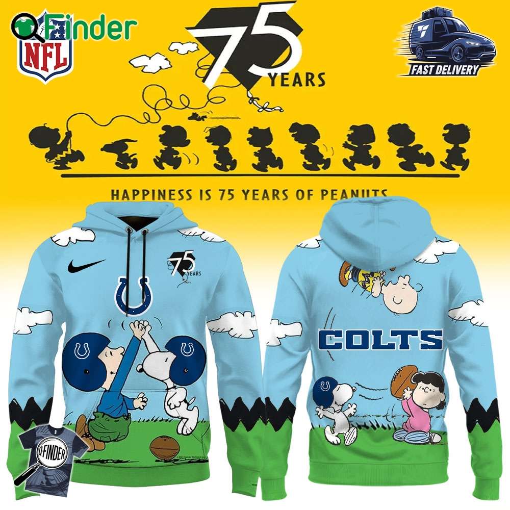 Indianapolis Colts X Snoopy Peanuts 75th Anniversary Hoodie Indianapolis Colts X Snoopy Peanuts 75th Anniversary Hoodie