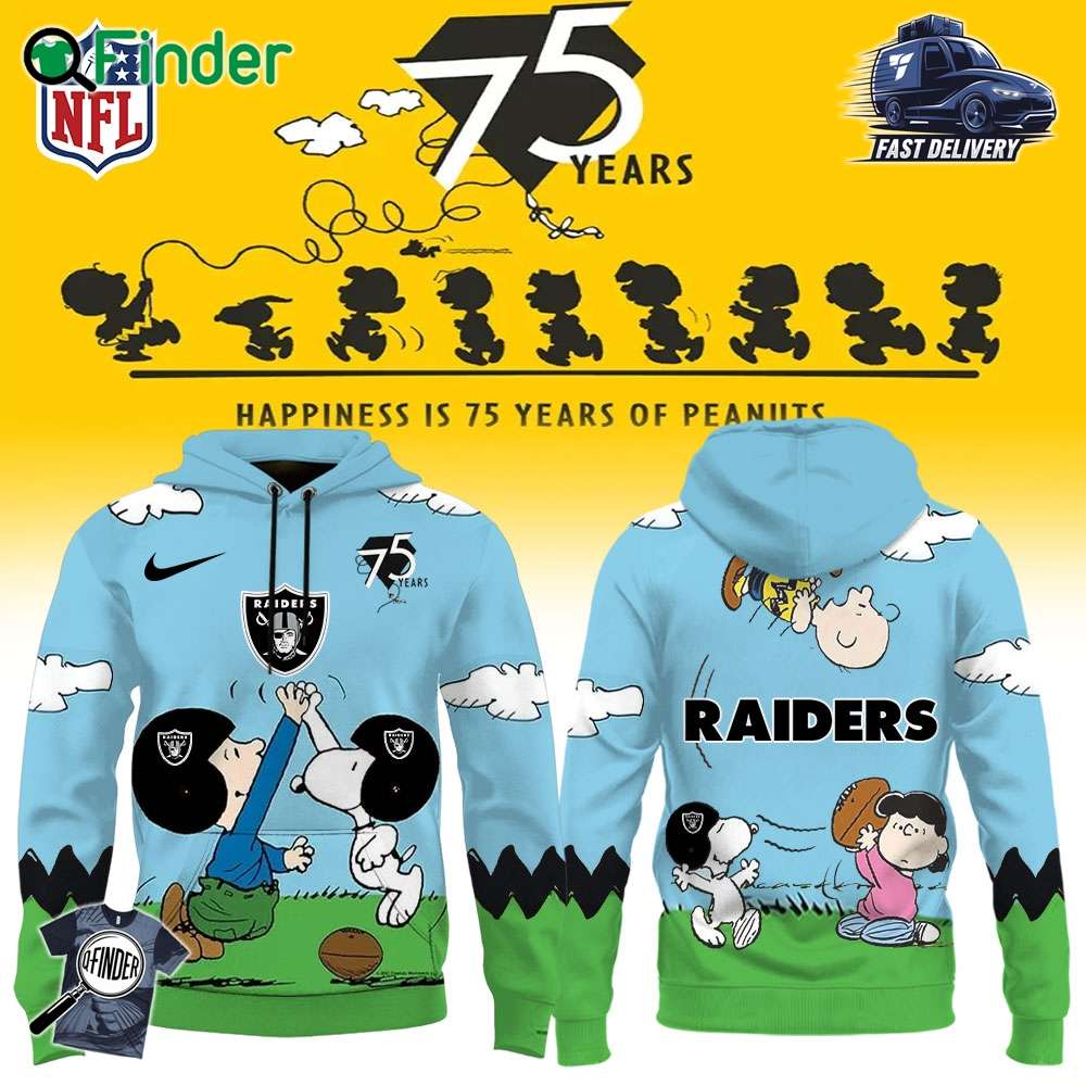 Las Vegas Raiders X Snoopy Peanuts 75th Anniversary Hoodie Las Vegas Raiders X Snoopy Peanuts 75th Anniversary Hoodie