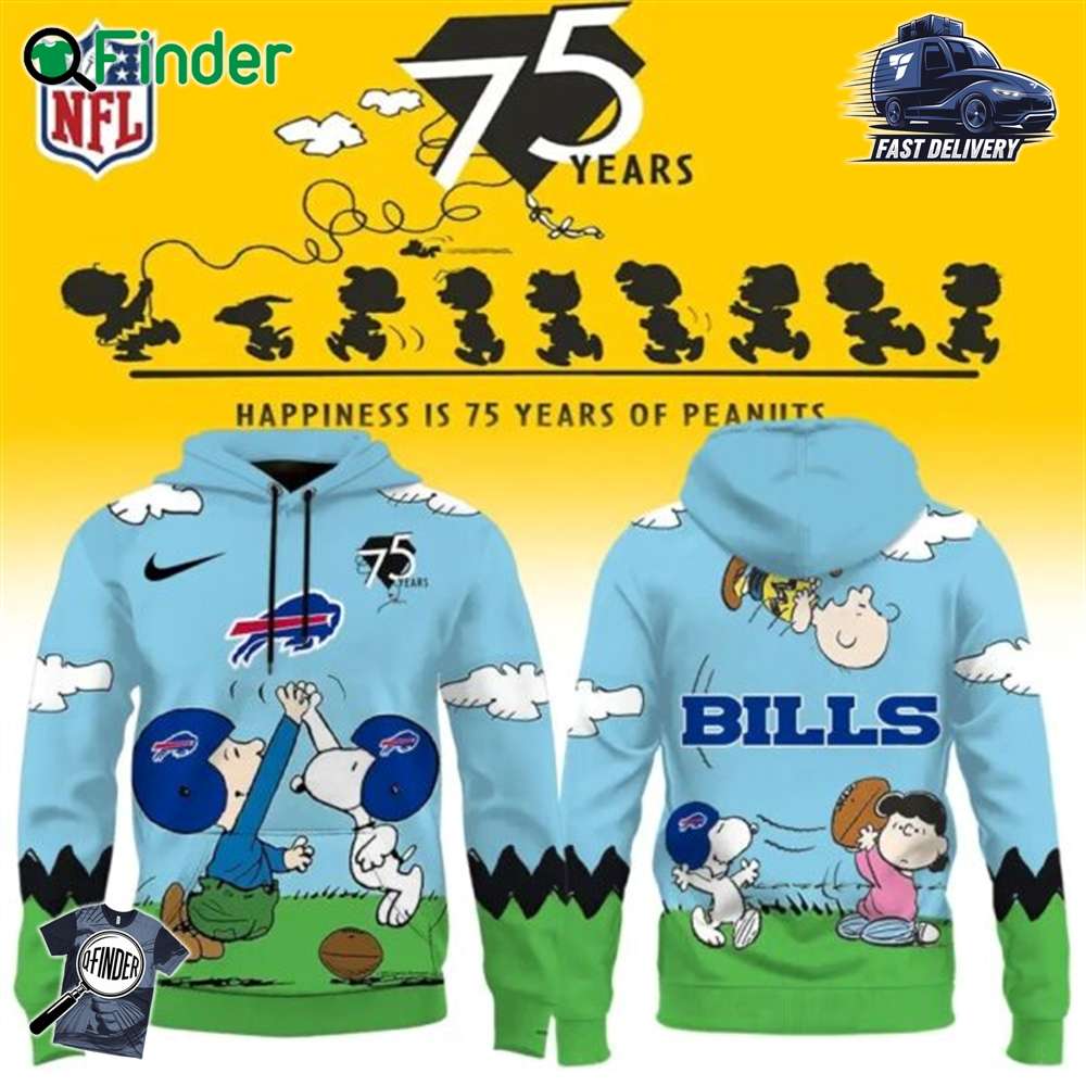 Buffalo Bills X Snoopy Peanuts 75th Anniversary Hoodie Buffalo Bills X Snoopy Peanuts 75th Anniversary Hoodie
