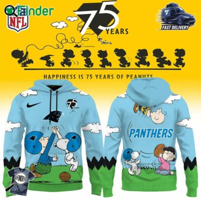 Carolina Panthers X Snoopy Peanuts 75th Anniversary Hoodie