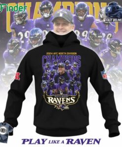 2024 Afc North Division Champions Baltimore Ravens Play Like A Rave Black T-shirt Sweatshirt Hoodie