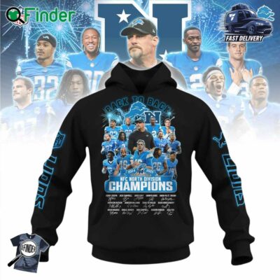 Detroit Lions Back To Back 2024 2025 Nfc North Division Champions Black T-shirt Hoodie
