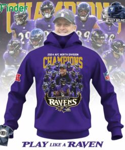 2024 Afc North Division Champions Baltimore Ravens Play Like A Rave Purple T-shirt Sweatshirt Hoodie