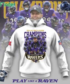 2024 Afc North Division Champions Baltimore Ravens Play Like A Rave White T-shirt Sweatshirt Hoodie