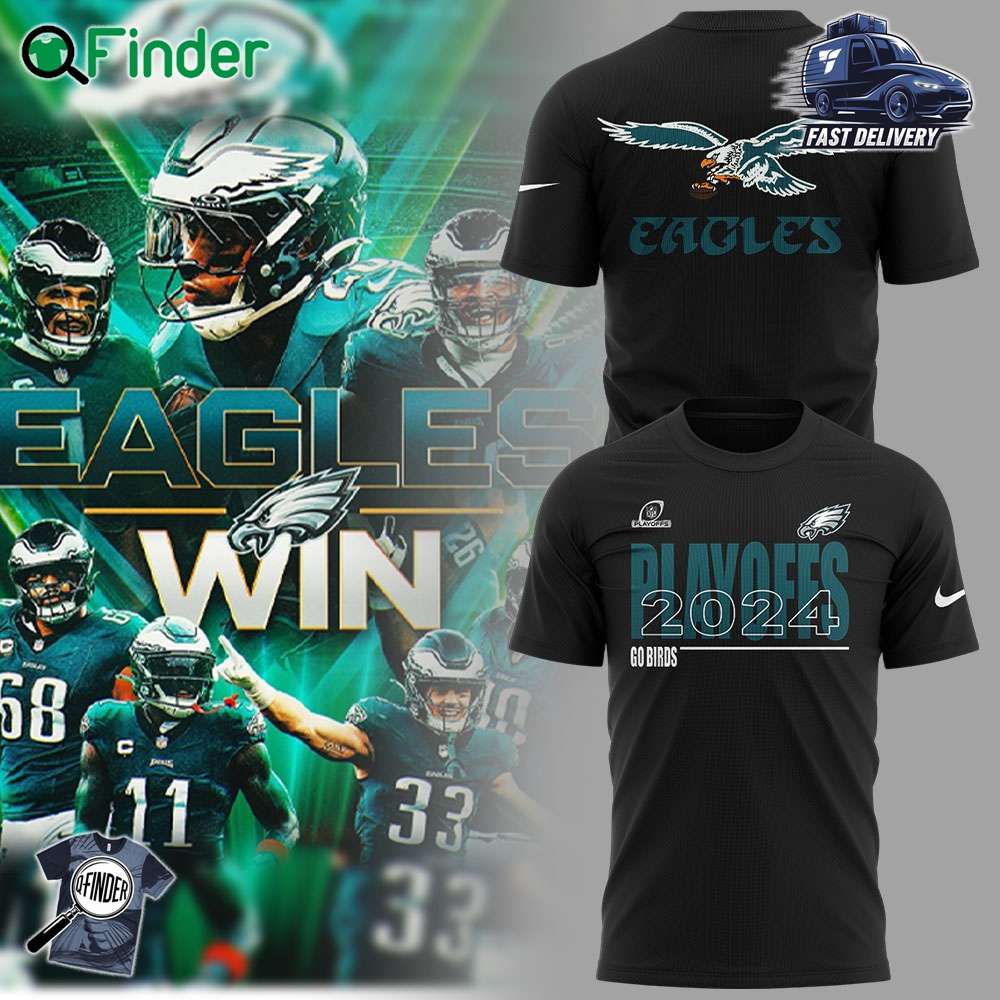 Mens Nike Black Philadelphia Eagles 2024 Nfl Playoffs T shirt Hoodie V2 Mens Nike Black Philadelphia Eagles 2024 Nfl Playoffs T-shirt Hoodie V2