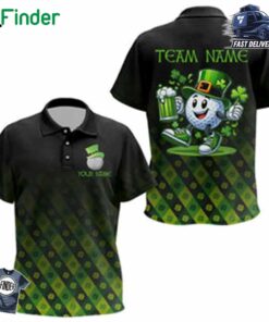 Green Clover Pattern Lucky Golf Shirt Kid Polo Shirts Custom St Patrick Day Golf Tops For Kid